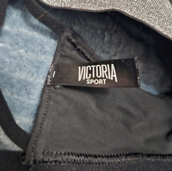Victoria Sport Black Sports Bra With Silver Band! - Picture 2 of 5